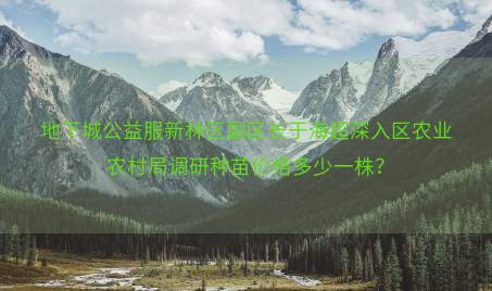 地下城公益服新林区副区长于海超深入区农业农村局调研种苗价格多少一株？